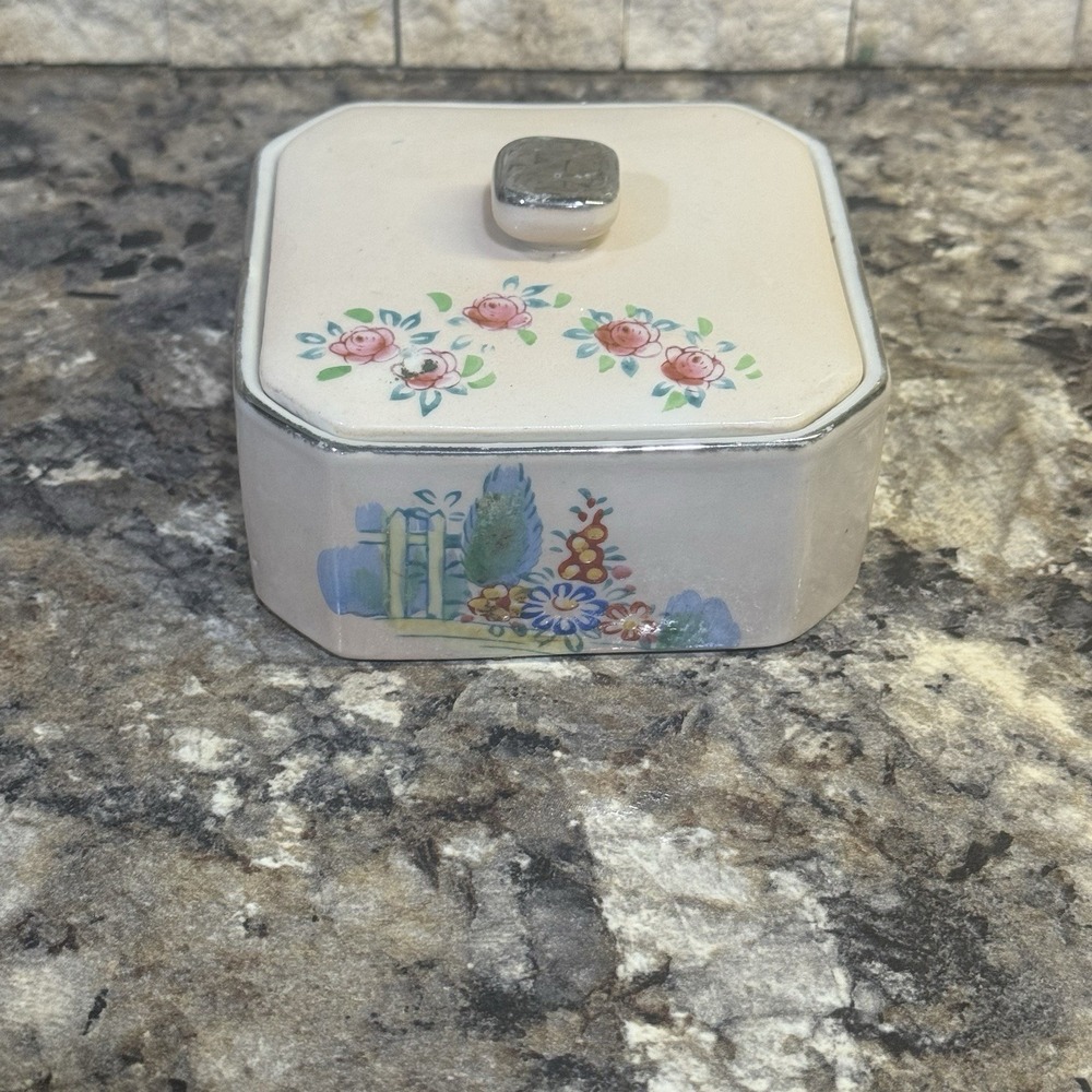 Vintage Mikori Ware Hand Painted Floral Treasure/trinket Box Made in Japan
